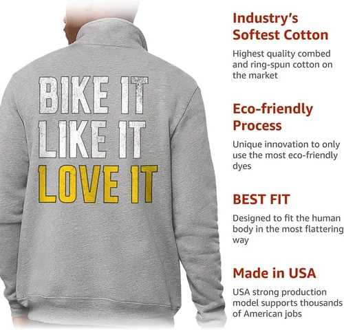 Vista 7 de Bike It Like It Zip Pullover - Regalos para marido - Artículos para amantes de la bicicleta