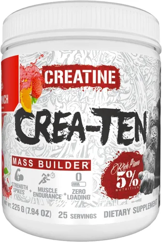 Vista 10 de 5% Nutrition CreaTEN Creatine Complex + Accelerators Creatina en polvo saborizada para ganancia muscular Máxima potencia, fuerza, resistencia