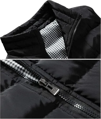 Vista 3 de Feiairuike Abrigos de chaleco acolchados para exteriores con cuello alto para hombre