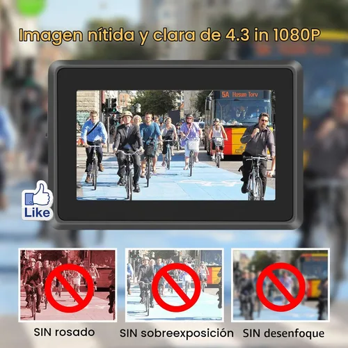 Vista 2 de Cámara de visión trasera para bicicleta, 115°, sin distorsión, 1080P Plug & Play