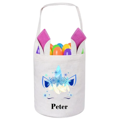 Vista 21 de Jocidea Personalized Easter Basket, Easter Bunny Basket for Kids - Blue Unicorn with Easter Egg 019B-Blue
