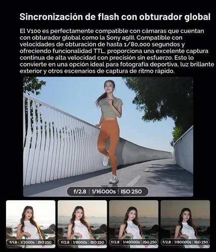Vista 4 de Godox V100 S V100S 100W TTL Flash Strobe Speedlight para cámaras Sony