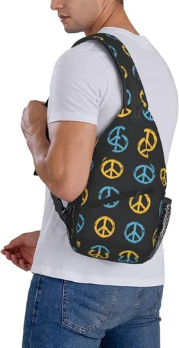 Vista 6 de Small Crossbody Bags for Women Men - Vintage Peace Symbol Print Adjustable Shoulder Bag Fanny Packs Belt Sling Bag Crossbody Purses Backpack for