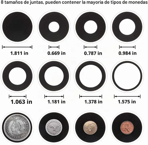 Vista 3 de FRIMOONY Cápsulas de monedas de 1.811 in, con junta de espuma y caja de almacenamiento de plástico, para colección de monedas, 2 paquetes