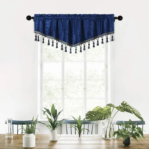 Vista 35 de ELKCA Cortinas de doble cara de felpilla para ventana de cocina, 52x18, bolsillo para barra, cenefa color beige para sala de estar, paquete de 1