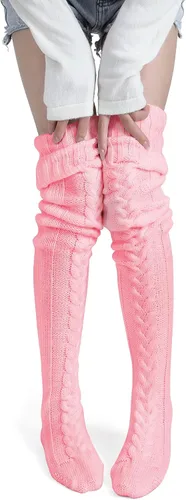 Vista 10 de Pcavin Calcetines altos hasta el muslo para mujer, calentadores de piernas 1 piezas-negro