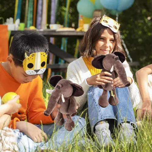 Vista 6 de 6 piezas de animales de peluche de safari a granel león, elefante, mono, tigre, animales del zoológico, junble para regalo de niños y niñas, fiestas