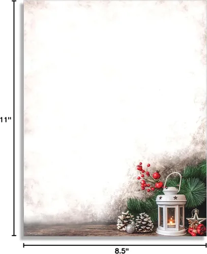 Vista 4 de Lantern Greetings - Papel de papelería navideño, 50 hojas con membrete para eventos de invierno y Navidad