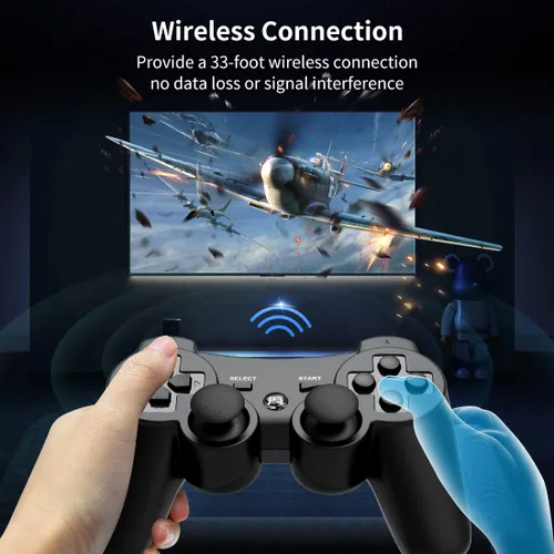 Vista 4 de WATAHEL Wireless Controller 2-Pack for PS3 Controller Double Vibration Motion Sensor, Professional Wireless Controller Compatible with Playstation 3