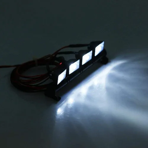 Vista 6 de Barra de luz LED para coche RC, 4 LED Barra de luz de techo Luces de techo Pieza accesorio para Axial scx10 RC Car (blanco)