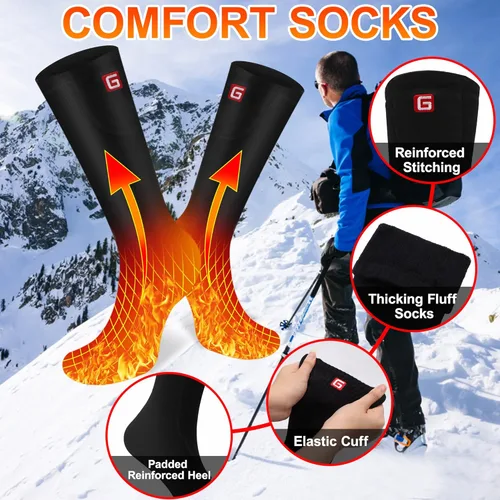 Vista 4 de Autocastle Calcetines calefactados para hombres y mujeres, calcetines calefactados recargables para pies fríos, calcetines de calentamiento