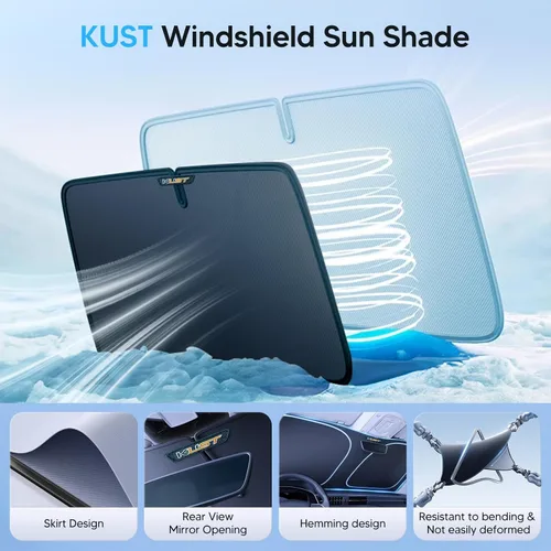 Vista 4 de KUST - Parasol plegable para parabrisas, protector que bloquea los rayos UV y mantiene tu coche más fresco