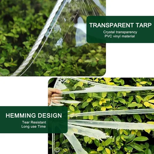 Vista 5 de Lona transparente con ojales, cubierta de lona impermeable transparente resistente con borde reforzado, lona de vinilo de PVC impermeable engrosada