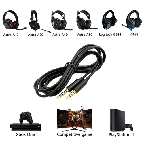Vista 2 de JAINTA A10 A40 - Cable de repuesto compatible con auriculares Astro A10 A40 A30 A50, cable compatible con Xbox One Play Station 4, PS4, cable