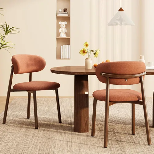 Vista 7 de Juego de 2 sillas de comedor para cocina, tapizadas, modernas, de cuero, original/beige