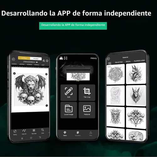 Vista 6 de Máquina de impresión de plantillas de tatuajes para tatuajes, impresora térmica portátil Bluetooth de transferencia de tatuajes para artistas