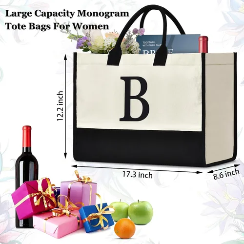Vista 3 de Gifts For Women Personalized Initial Tote Bag Birthday Gifts For Women Her Mom Teacher Friend Sister Christmas Gifts