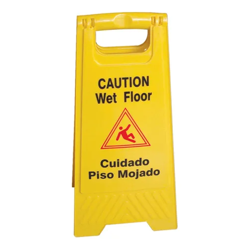 Vista 3 de Tiger Chef Letrero amarillo de precaución para suelo mojado, plegable de 2 caras, letrero de seguridad para el piso, precaución piso mojado de 24