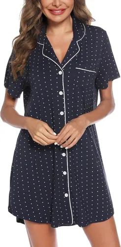 Vista 2 de Leikar Camisón de maternidad para mujer, pijama de lactancia de manga larga
