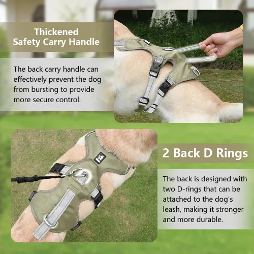Vista 3 de FEimaX Arnés para perro sin tirones, chaleco acolchado suave para perro con 3 clips para la correa y asa de fácil control, reflectante ajustable sin