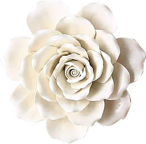 Vista 6 de Decoración de pared de flores de cerámica con rosas artificiales 3D, arte de pared para sala de estar, hogar, pasillo, dormitorio, cocina, granja