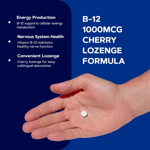 Vista 4 de GNC Vitamina B-12 1000mcg, Cereza, Apoyo Energético, 60 Pastillas Supports Energy Production and Red Blood Cell Formation, Helps Maintain Healthy