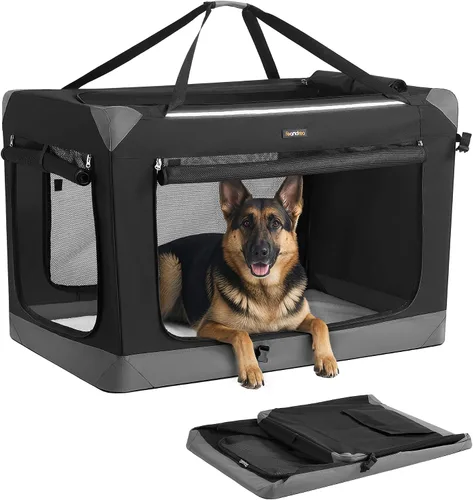 Vista 17 de Feandrea Collapsible Soft Dog Crate, Portable Travel Carrier, 24 Inches Negro