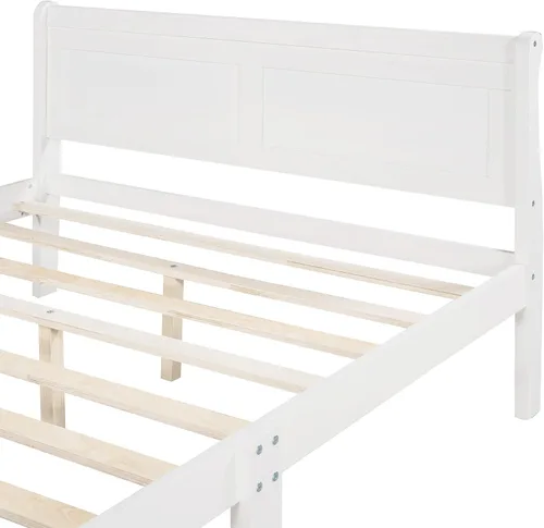 Vista 7 de Harper & Bright Designs Base de cama de madera tamaño Queen con cabecero y estribo, cama de plataforma tamaño Queen con soporte de listones
