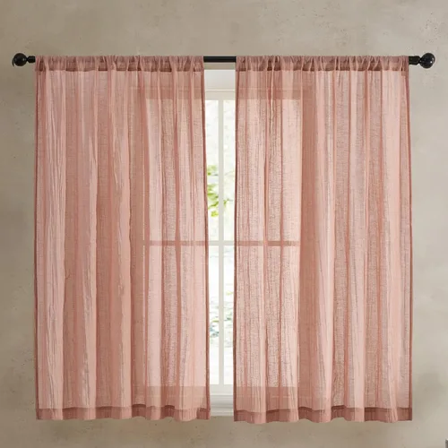 Vista 19 de French Connection - Cortina para ventana, juego de 2 paneles, semitransparente, decoración moderna del hogar, cortinas para sala de estar, comedor