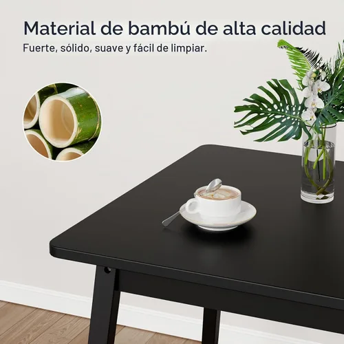 Vista 5 de Mesa de Comedor de Bambú HOOBRO, Mesa de Comedor Cuadrada para 2, Mesa de Cocina de 27.6" para Espacios Pequeños, Mesa de Escribir, Fácil de Montar