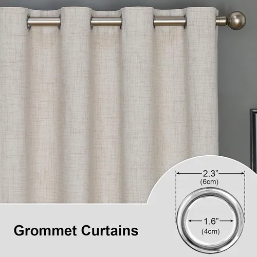 Vista 2 de LOYOLADY Cortinas opacas de lino natural de 96 pulgadas de largo, juego de 2 paneles de cortinas con aislamiento térmico para sala de estar