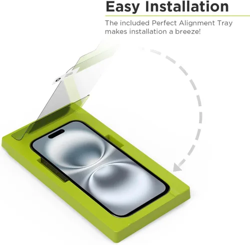 Vista 2 de PureGear Protector de pantalla de vidrio templado Maximum Clarity HD para Apple iPhone 16 (2024) de 6.1 pulgadas, cobertura completa, ajuste