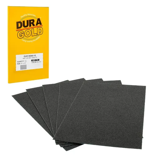 Vista 16 de Dura-Gold Hojas de papel de lija húmedas o secas de 5-1/2 x 9 pulgadas, variedad de grano 150, 220, 320, 400, 600 (5 cada una, 25 en total) - Lijado