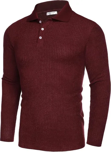 Vista 8 de COOFANDY Camisetas de punto de manga larga para hombre, estilo casual, ajustadas