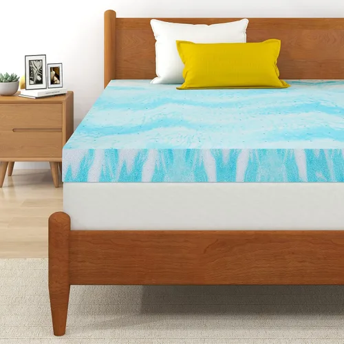 Vista 9 de Cubrecolchón de espuma viscoelástica de gel de 2 pulgadas para cama de tamaño individual Balanced Comfort, Pressure Relief, Ventilated Breathable