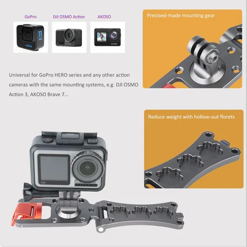 Vista 2 de NICEYRIG Correa de mochila de aluminio para GoPro Hero 11/10/9/8/7, DJI OSMO Action 3 [Versión mejorada] con abrazadera de rango amplio de 3mm