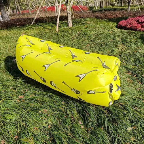 Vista 5 de Tumbona inflable, silla de aire, sofá, cama, saco de dormir, sofá para playa, camping, lago, jardín (guitarra)