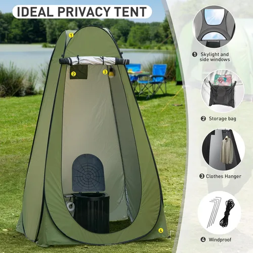 Vista 3 de Portable Camping Toilet with Pop-Up Privacy Tent, 12-inch Toilet Seat, Outdoor Portable Folding Toilet Potty for Adults Load Capacity of 400 Lbs