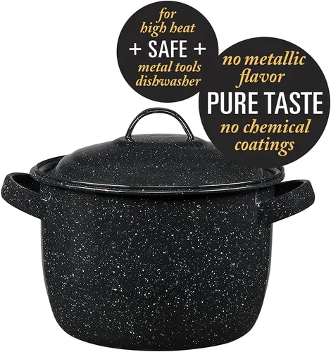 Vista 2 de Granite Ware Olla de Frijoles de 4 Cuartos - Esmalte de Porcelana sobre Acero, Ligera y Duradera, Ideal para Frijoles Horneados, Guisos, Sopas