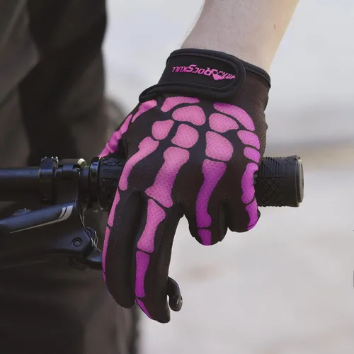 Vista 8 de RocRide Guantes de ciclismo con diseño de esqueleto, acolchados, dedos completos, para carretera, montaña, BMX, unisex, para hombres, mujeres