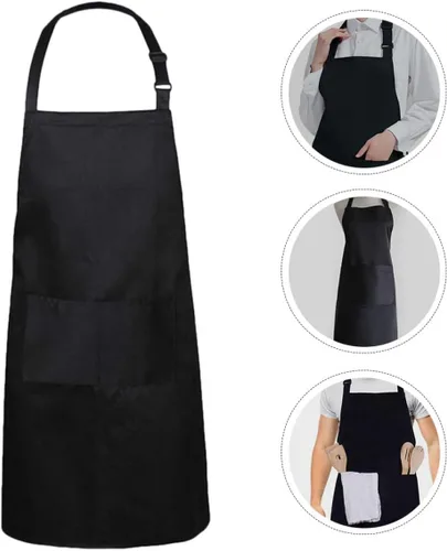 Vista 7 de UPKOCH 2pcs Black Kitchen Aprons for Men and Women, Multi-functional Cooking and Bbq Work Apron with Adjustable Straps, 70x75cm Food Service
