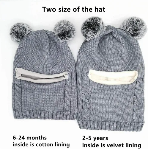 Vista 3 de Conjunto de gorro con bufanda invernales para bebés y niños, unisex