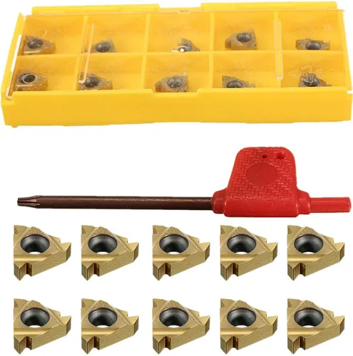 Vista 10 de Juego de 21 herramientas de torneado de torno indexables de 1/2 pulgada y 0.472 in, 7 soportes de herramientas de torneado de metal y 14 insertos