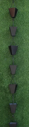 Vista 4 de KAM Home - Cadena de lluvia de copas cuadradas cónicas de bronce con kit de instalación (negro, 8.5)