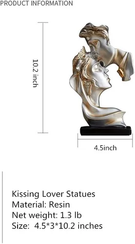 Vista 3 de Las estatuas de los amantes de los besos, regalo de boda adecuado, para armario de escritorio, decoración del hogar, altura 10.2 pulgadas (champán)