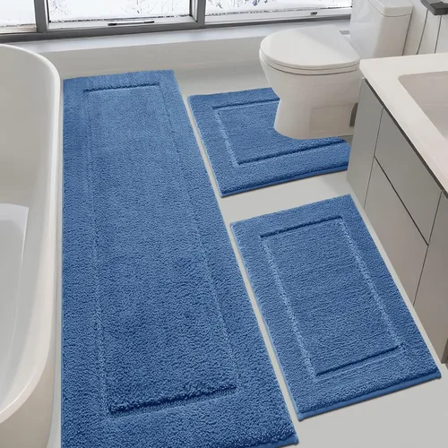 Vista 29 de IM HOME Tapetes de baño, felpa ultra suave, de microfibra esponjosa, absorbente, parte trasera antideslizante, lavable a máquina, tapetes para suelo