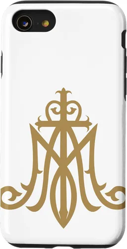Vista 18 de Funda católica con monograma para iPhone 16 Virgin Mary Insignia Ave Maria