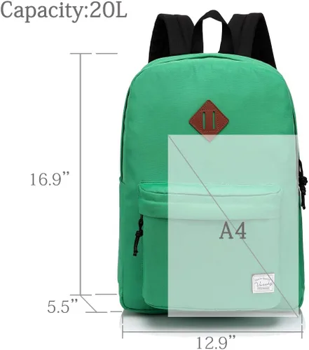Vista 3 de VASCHY - Mochilas para uso diario de mujer, verde, Mediana