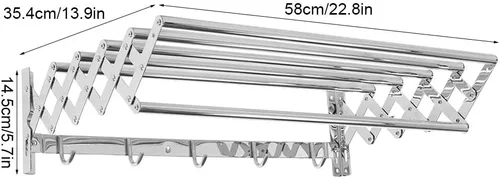 Vista 3 de Stainless Steel Retractable Towel Rack Bathroom Organizer Home Hotel Use