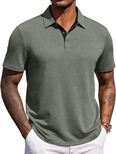 Vista 16 de COOFANDY Camisas polo de manga corta para hombre, estilo casual, de verano, cuello clásico, para golf